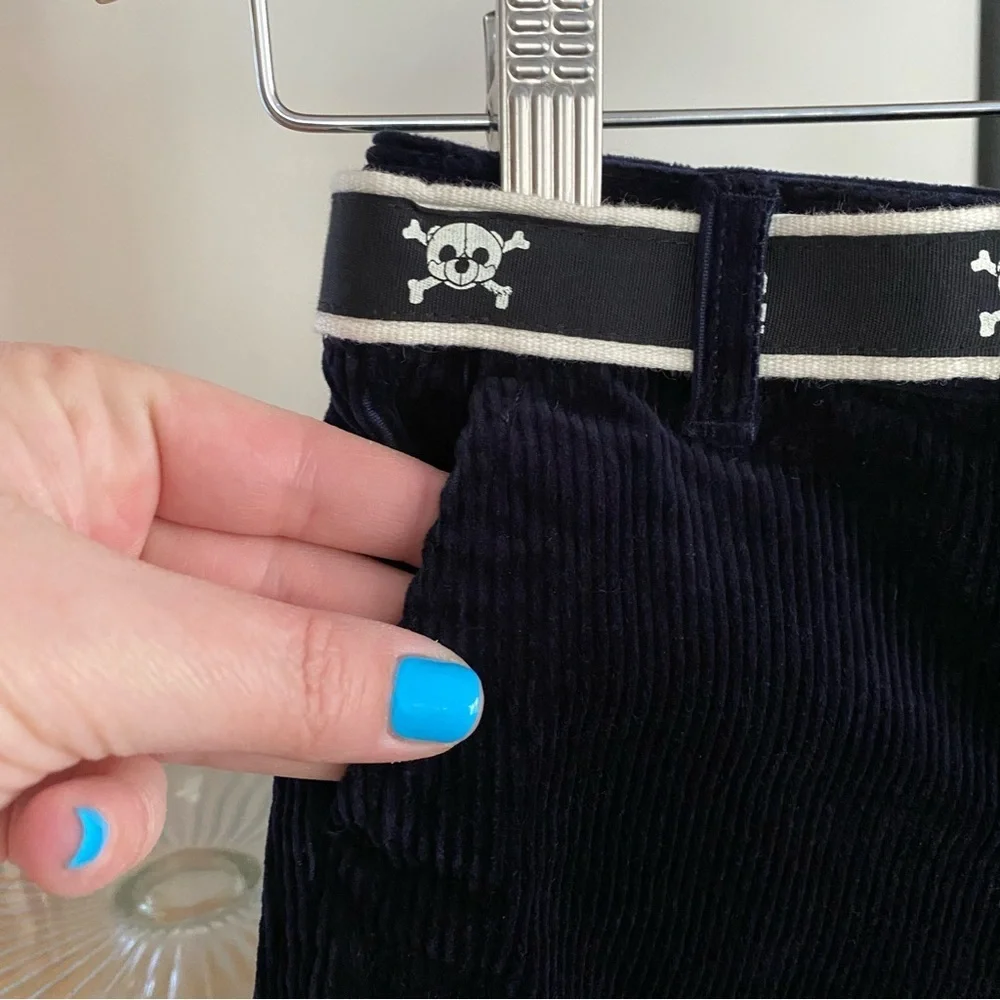 Ralph Lauren Navy Blue Corduroy Pants With Skull Logo Belt 24 months